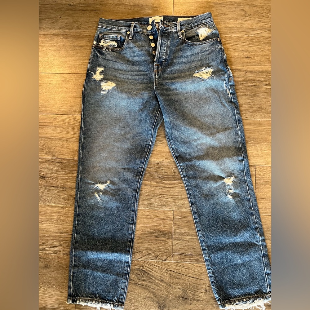 Frame Distressed Blue Jeans size 28